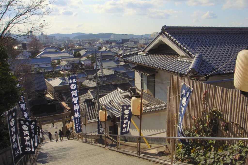 阿智神社から見た倉敷の街並み
