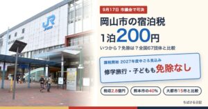 岡山市の宿泊税 1泊200円 修学旅行・子どもも免除なし(岡山駅東口の写真)