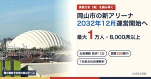 岡山市の新アリーナ 2032年12月運営開始へ 最大1万人・8,000席以上（写真は隣の岡山ドーム）